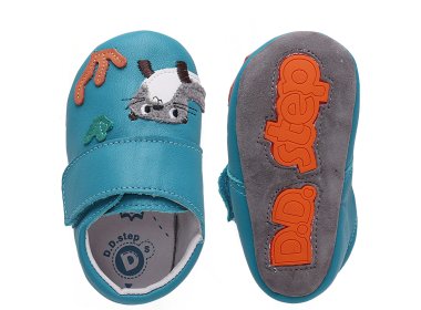 DD Step niebieskie skórzane kapcie Barefoot