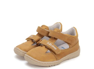 DD Step skórzane półsandałki barefoot Yellow 