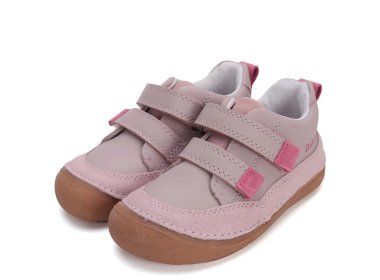 DD Step skórzane dziewczęce półbuty Barefoot Pink