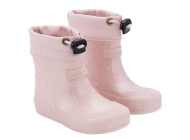 Bundgaard lekkie i elastyczne różowe ocieplane kalosze MALIK Barefoot Old Rose Sparkle